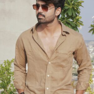 NAFA NUKSAN | Brand New Lenin Shirt – Light Brown / Camel in colour