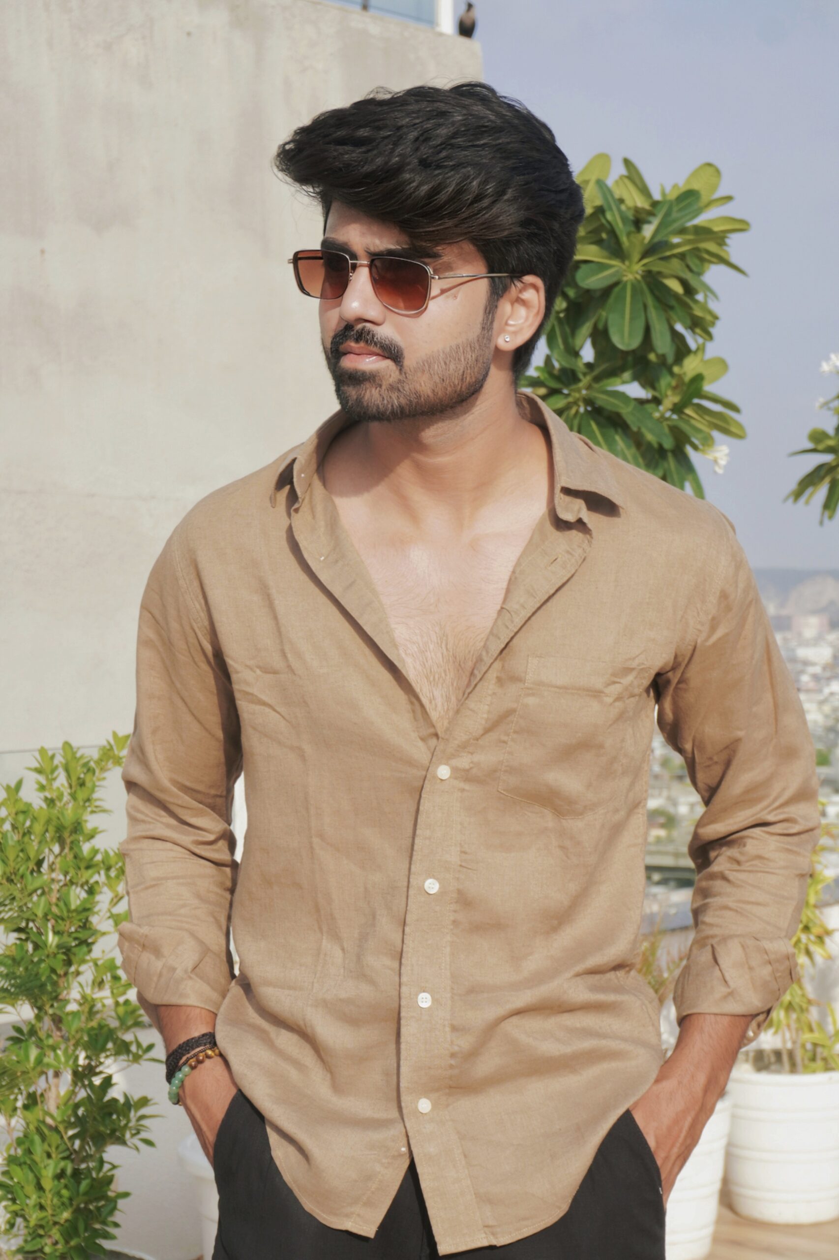 NAFA NUKSAN | Brand New Lenin Shirt – Light Brown / Camel in colour